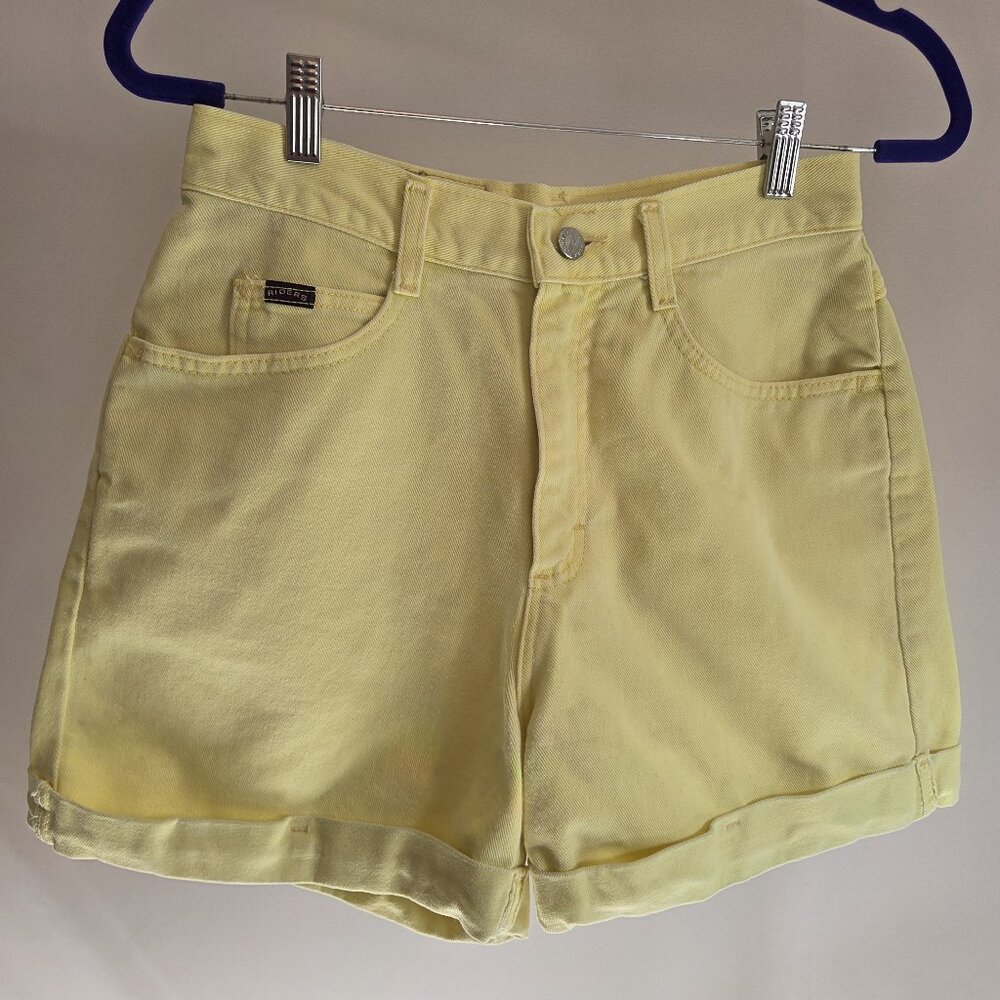 Vintage Riders Yellow Denim High Waist Mom Jean Shorts